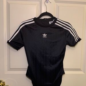 adidas black bodysuit with button closure